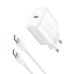 Joyroom JR-TCF24 USB-C PD 30W QC SFC сетевое зарядное устройство - белый + кабель USB-C 1м