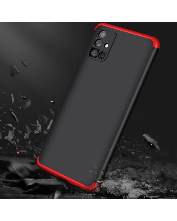 GKK 360 Protection Case Front and Back Case Full Body Cover Samsung Galaxy M51 black-red