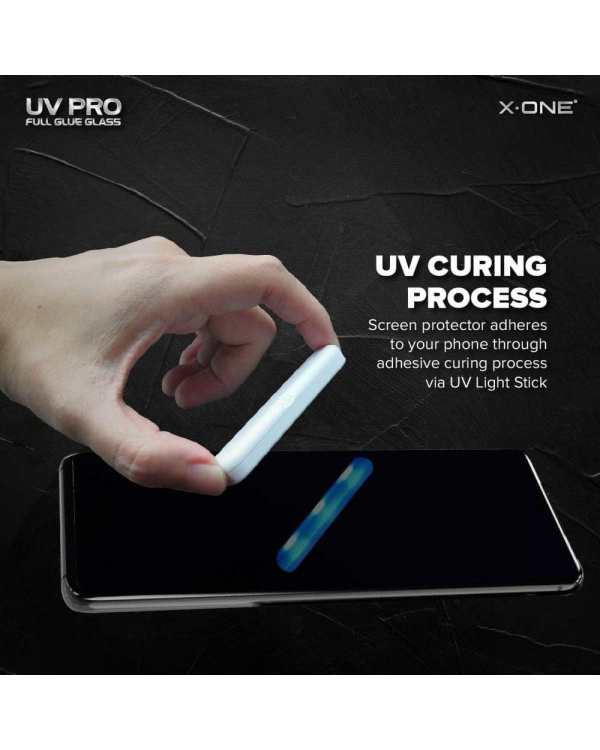 X-ONE UV PRO Full Cover защитное стекло для экрана Samsung S908 Galaxy S22 Ultra (работающий датчик отпечатков пальцев)