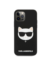 KLHCP12LSLCHBK Karl Lagerfeld Choupette Head Silicone Case for iPhone 12 Pro Max 6.7 Black