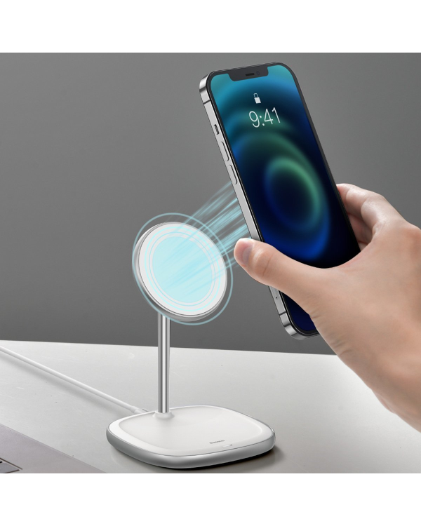 Baseus Swan MagSafe Magnetic Stand with Wireless Charger for iPhone 12 (white)