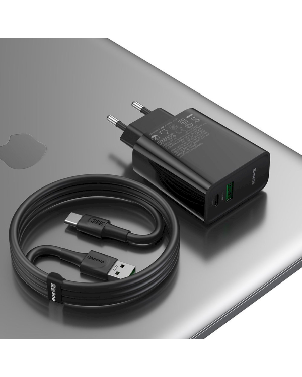 Baseus Speed PPS VOOC TZCCFS-H01 Сетевое зарядное устройство USB / USB-C / 4.5A / QC 4.0 / PD 3.0 черное