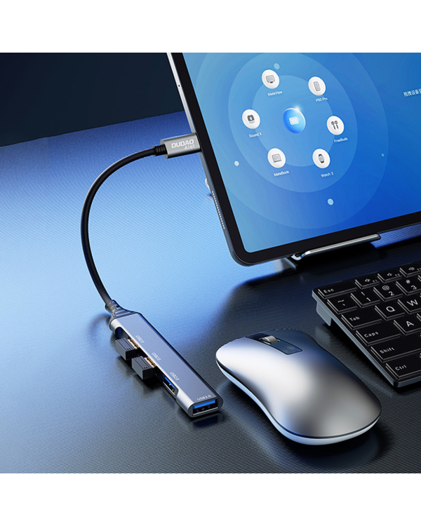 Dudao HUB 4in1 USB-C - 4x USB-A (3 x USB2.0 | USB3.0) 6.3cm black (A16T)