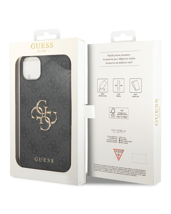 Guess GUHCP15S4GMGGR iPhone 15 6.1" grey hardcase 4G Big Metal Logo