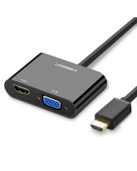 Ugreen mini HDMI (male) - VGA (female) / HDMI (female) + mini jack 3,5mm (female) adapter black (CM101)