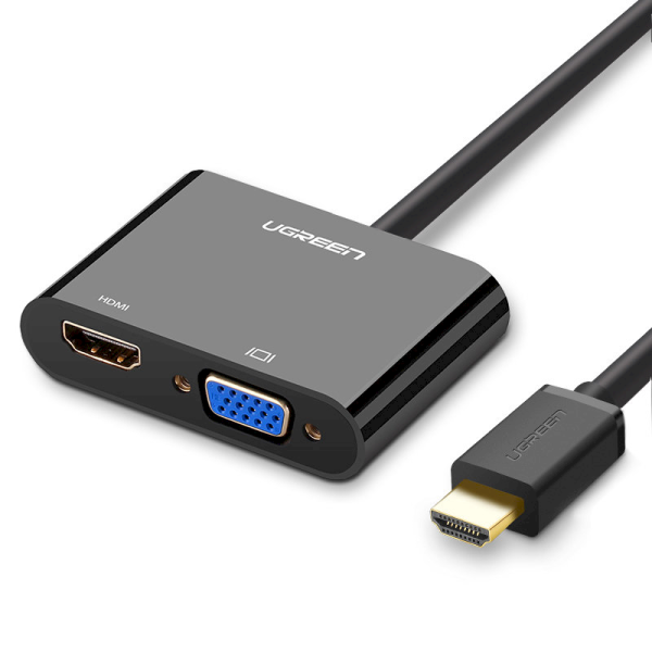 Ugreen mini HDMI (male) - VGA (female) / HDMI (female) + mini jack 3,5mm (female) adapter black (CM101)
