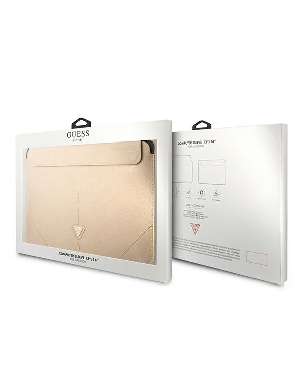Оригинальный чехол для ноутбука GUESS Laptop Sleeve Saffiano Triangle Logo GUCS14PSATLE 13|14 дюймов бежевый