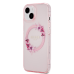 Guess PC|TPU Flowers Ring Glossy Logo MagSafe Чехол для iPhone 15 розовый