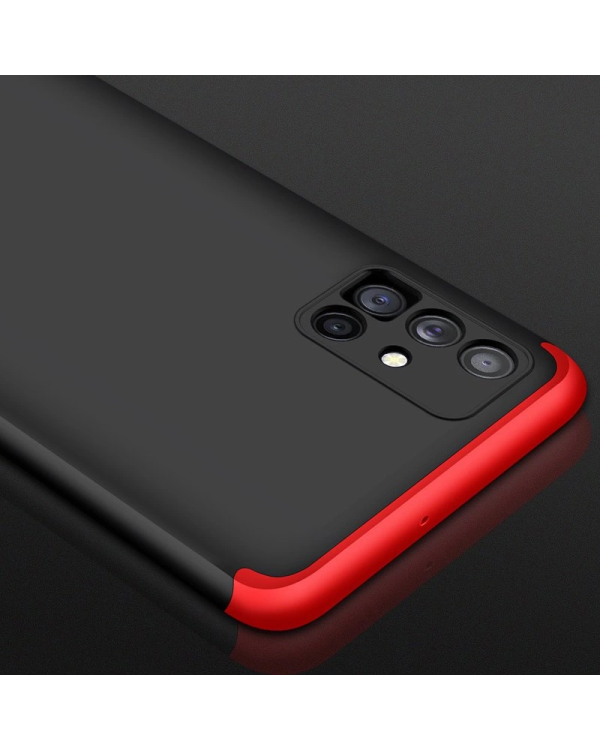 GKK 360 Protection Case Front and Back Case Full Body Cover Samsung Galaxy M51 black-red