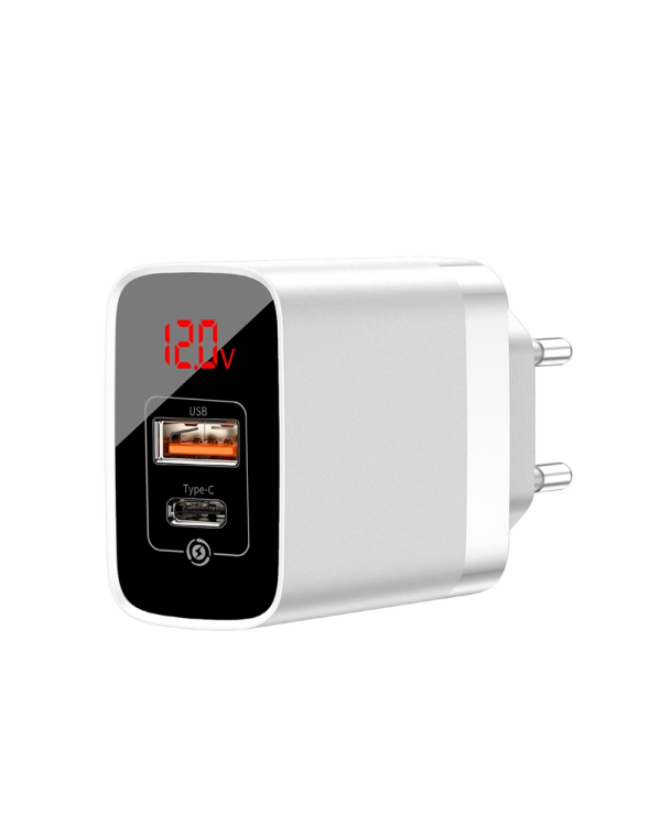 Baseus Mirror Lake CCJMHC-A02 Сетевое зарядное устройство USB-C / USB / 18W / 3A / Quick Charge 3.0 / Белое