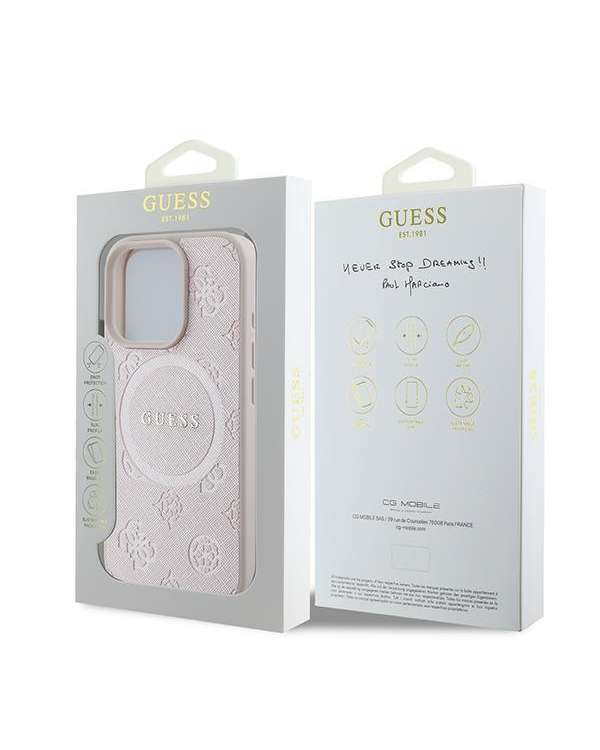 Guess GUHMP16LPSAPSMEP iPhone 16 Pro 6.3" różowy|pink hardcase Saffiano Peony Classic Logo MagSafe