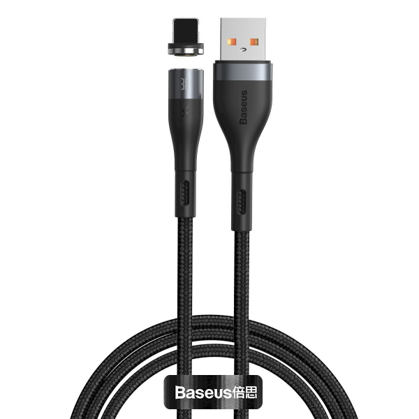 USB magnetic cable - Lightning Baseus Zinc 2.4A 1m (grey-black)