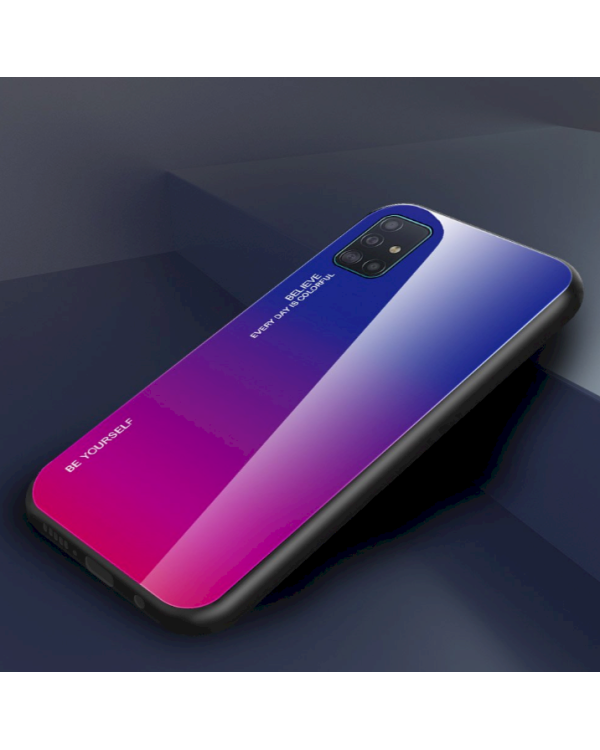 Fusion Gradient Glass Back Case Силиконовый чехол для Samsung A515 Galaxy A51 Синий - Фиолетовый