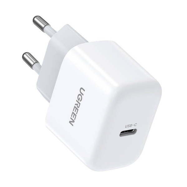 Mini wall charger UGREEN, USB-C, 20W, PD (white) 