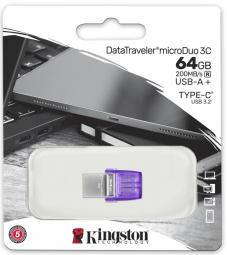 Zibatmiņa Kingston DataTraveler microDuo 3C 64GB USB Type-A + USB Type-C