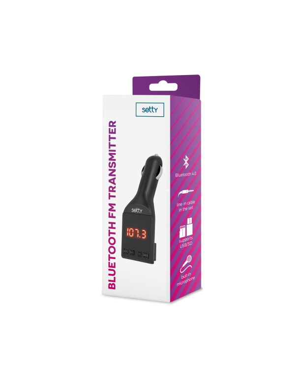 Setty Автомобильный FM Transmitter Bluetooth 4.0 / USB / Micro SD / Aux / LCD / AUX 3.5 mm Kабель / Black