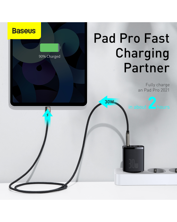 Baseus Сетевое зарядное устройство 2xUSB USB-C PD 3A 30W черная