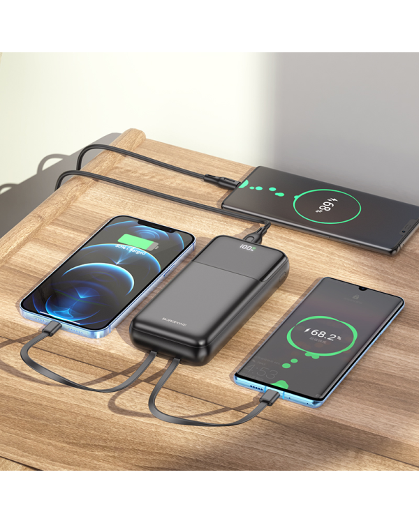 Дополнительное изображение книги «Borofone Power Bank 20000mAh BJ22A - USB - PD QC 3.0 22,5W with Type C and Lightning cables black»