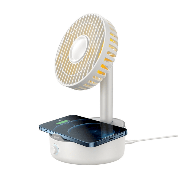 Baseus Hermit 2in1 desktop wireless charger with oscillating fan white (WXYZ-B02)