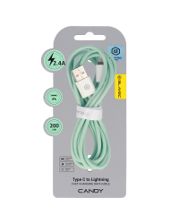 Blavec Кабель Candy в оплетке -|USB to Lightning | 2.4 A | 2 m |Apple CarPlay (CCA-UL24GN20) зеленый