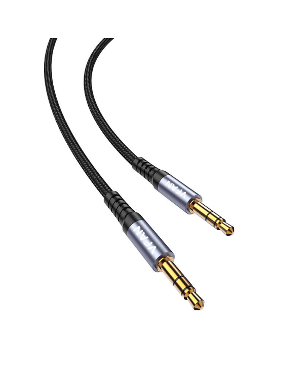 Кабель VFAN L11 mini jack 3,5 мм AUX, 1 м, позолоченный (серый)