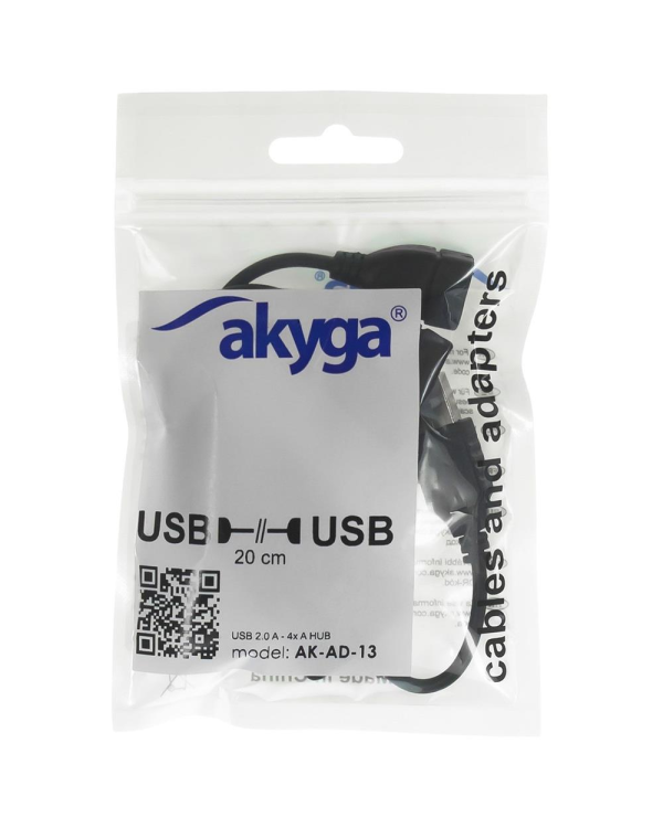 Akyga Хаб USB AK-AD-13 2.0 4 порта черный 15 см