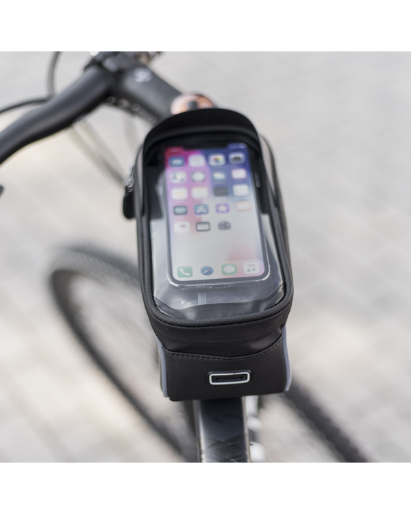 Waterproof bike frame bag with shielded phone holder Model02 black