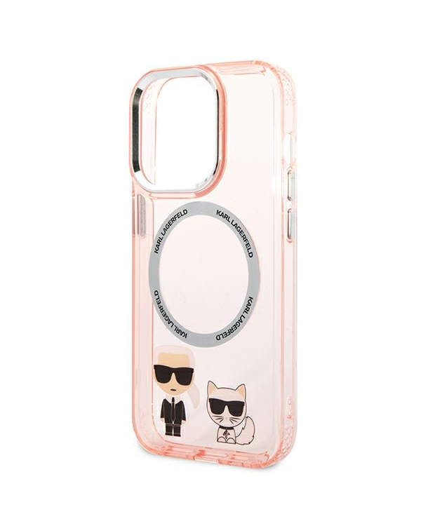 Karl Lagerfeld MagSafe Compatible Case Karl and Choupette for iPhone 14 Pro Pink