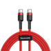 Плетеный нейлоновый кабель Baseus CATKLF-G09 USB-C | PD | PD2.0 | 60W | 20V | 3A | QC3.0 | 1м красный