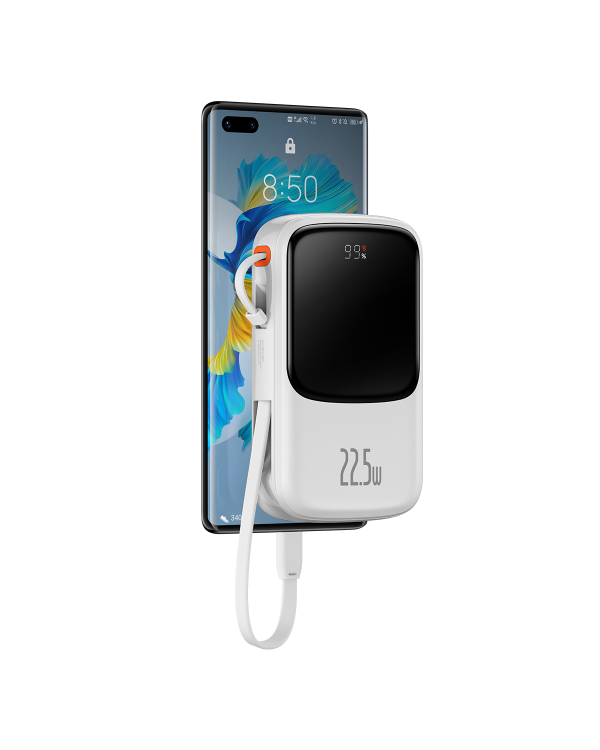 Powerbank Baseus Qpow PRO with cable, 10000mAh, 22.5W (White)