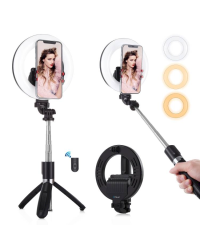 Puluz Selfie stick / tripod 3in1 with LED ring 16cm PU531B