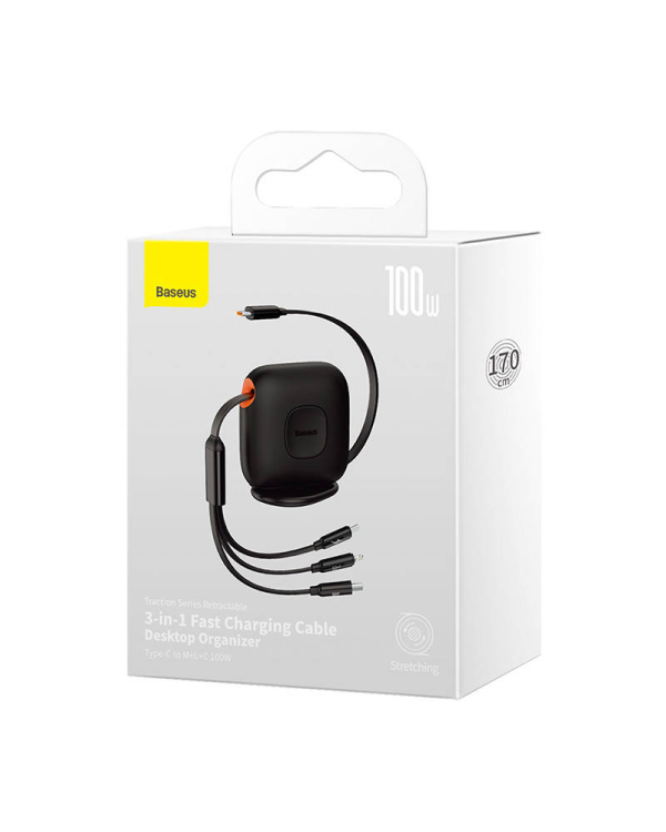 Baseus Traction 3-in-1 USB-C cable USB-C | Lightning | Micro 100W 1.7m (black)
