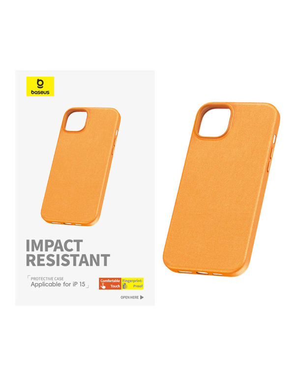Phone Case for iPhone 15 Baseus Fauxther Series (Orange)