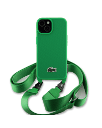 Чехол Lacoste Iconic Petit Pique Crossbody Woven Logo для iPhone 15 зеленый
