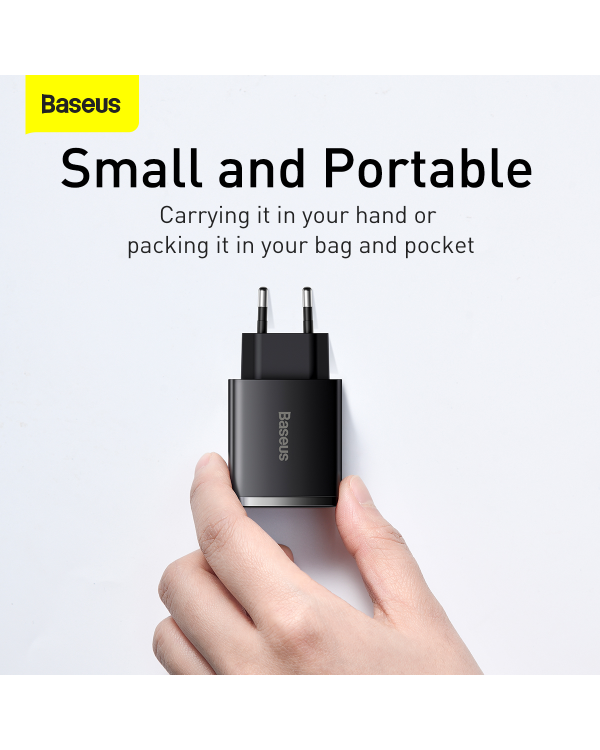 Baseus Сетевое зарядное устройство 2xUSB USB-C PD 3A 30W черная