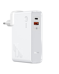 Baseus GaN Power Station 2 in 1 fast wall charger EU plug QC 45W + power bank 10000mAh 30W + USB Type-C cable white (PPNLD-H02)