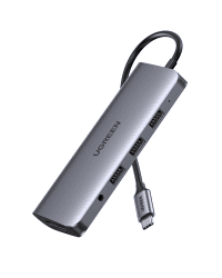 UGREEN 10in1 Adapter USB-C to HDMI 4K, 3x USB 3.0, Type-C, RJ45, SD, Micro SD, AUX (grey)