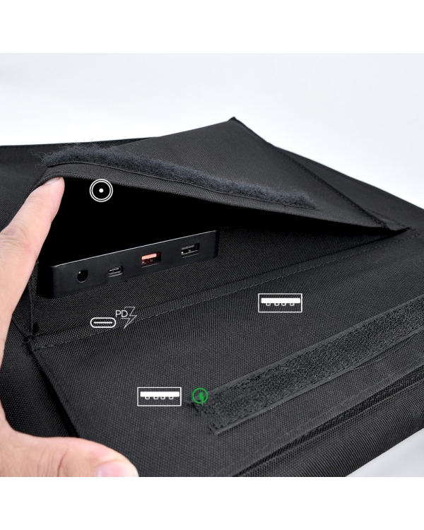 Choetech large foldable solar charger 80W solar photovoltaic USB Type C (Power Delivery) / 2x USB (Quick Charge / 2,4A) (158 x 41 cm) black (SC007)