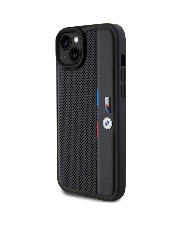 BMW BMHCP15S23PUPVK iPhone 15 | 14 | 13 6.1" czarny|black hardcase Perforated Tricolor Line