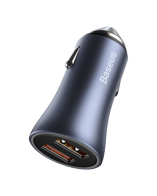 Baseus Golden Contactor Pro quick car charger 2x USB 40 W Quick Charge SCP FCP AFC + USB - USB Type C cable gray (TZCCJD-A0G)