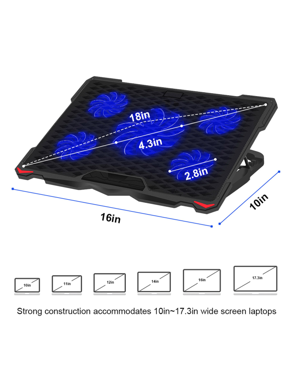 Охлаждающая подставка Platinet PLCP5FB для ноутбуков 17'' черная