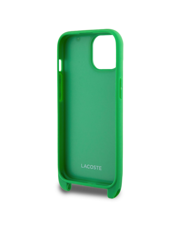 Чехол Lacoste Iconic Petit Pique Crossbody Woven Logo для iPhone 15 зеленый