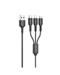 WK Design 3in1 fast charging cable USB - USB Type C/ Lightning/ micro USB 3A 1.2m black (WDC-137th) 