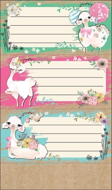 Наклейка на тетрадь "Ламы"