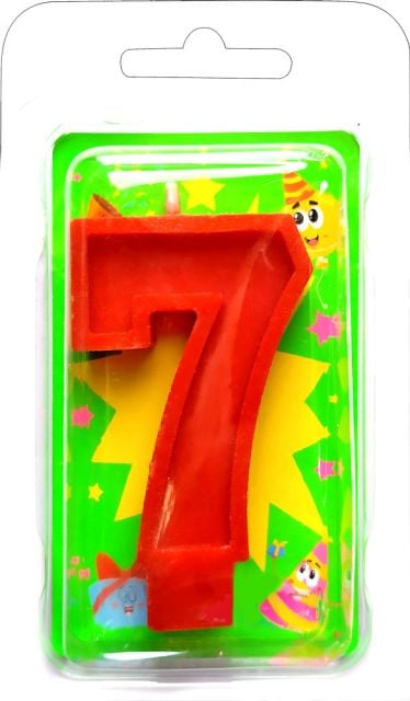 Свеча в торт "Цифра 7" красная
