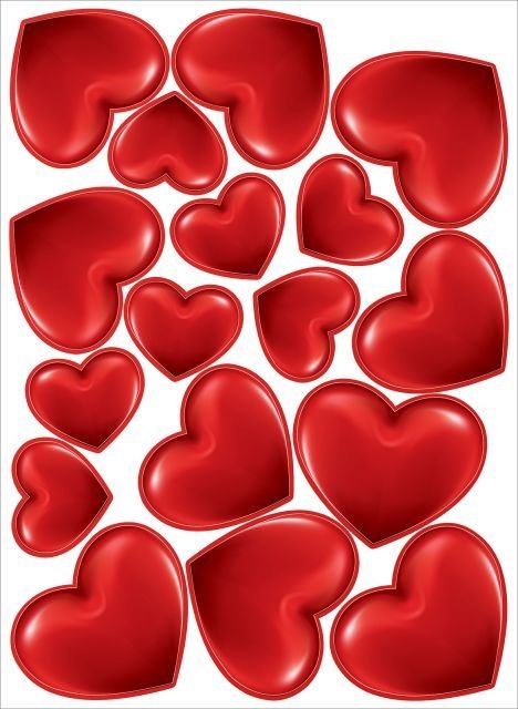 Наклейка оформительская "Сердца красные"