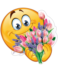 Украшение на скотче "Смайл с тюльпанами"