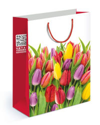 Пакет подарочный (ML) тюльпаны разноцветные