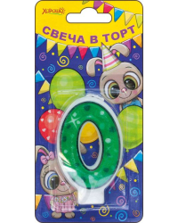 Свеча в торт, цифра "0" - "Зверята"