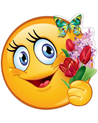 Украшение на скотче "Смайл с букетом и бабочкой"